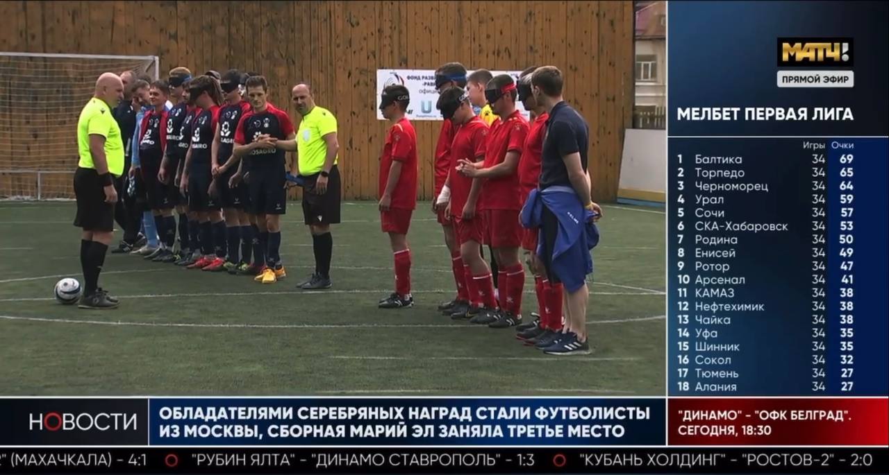 Репортаж телеканала «Матч ТВ» с чемпионата России по мини-футболу 5х5 (В1) спорта слепых