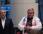 В аэропорту Домодедово состоялась встреча сборной команды России по плаванию, которая вернулась с чемпионата мира. Во встрече принял участие П.А. Рожков