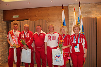 Шеф миссии Павел Рожков и президенты федераций поздравили лыжников и биатлонистов по итогам трех соревновательных дней