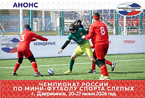 В Нижегородской области состоится чемпионат России по мини-футболу 5х5 В1 спорта слепых
