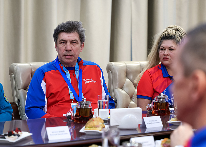 Министр спорта РФ М.В. Дегтярев, Губернатор Московской области А.Ю. Воробьев, президент ПКР П.А. Рожков встретились с подмосковной командой по итогам выступления на зимнем Кубке Защитников Отечества Министр спорта РФ М.В. Дегтярев, Губернатор Московской области А.Ю. Воробьев, президент ПКР П.А. Рожков встретились с подмосковной командой по итогам выступления на зимнем Кубке Защитников Отечества