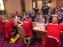 Сборная России возглавляет турнирную таблицу после 4 тура 16 Всемирной Олимпиады IBCA по шахматам, проходящей в Греции