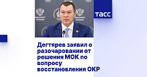 ТАСС: Дегтярев заявил о разочаровании от решения МОК по вопросу восстановления ОКР