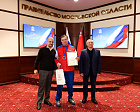 Министр спорта РФ М.В. Дегтярев, Губернатор Московской области А.Ю. Воробьев, президент ПКР П.А. Рожков встретились с подмосковной командой по итогам выступления на зимнем Кубке Защитников Отечества
