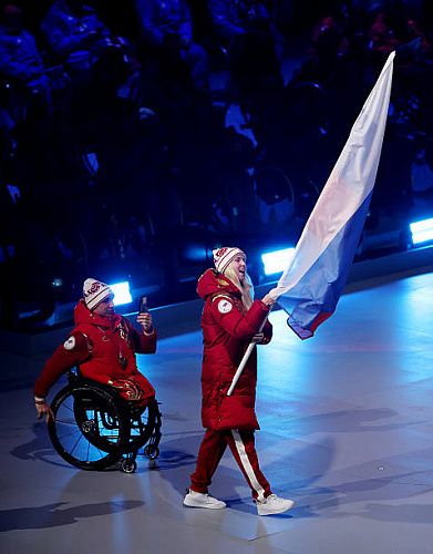 Паралимпийская сборная команда Российской Федерации приняла участие в церемонии закрытия XIV Паралимпийских зимних игр в Италии