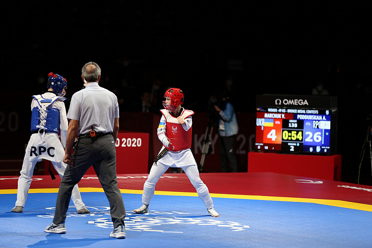 П.А. Рожков, А.А. Строкин в 9-й соревновательный день XVI Паралимпийских летних игр в Токио посетили соревнования по паратхэквондо и полуфинальный матч по волейболу сидя между мужской командой ПКР и сборной Бразилии