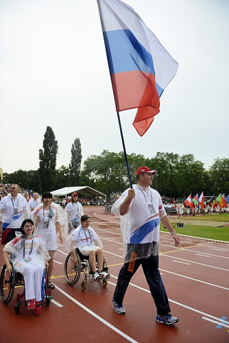 П. А. Рожков и сборная команда России по легкой атлетике  спорта лиц с поражением опорно-двигательного аппарата, спорта слепых и спорта лиц с интеллектуальными нарушениями приняли участие в церемонии открытия  чемпионата мира