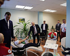 Министр спорта РФ М.В. Дегтярев, Губернатор Тульской области Д.В. Миляев и президент ПКР П.А. Рожков на РУТБ «Ока» посетили соревнования по волейболу сидя среди ветеранов СВО и встретились с паралимпийскими сборными по пауэрлифтингу и настольному теннису