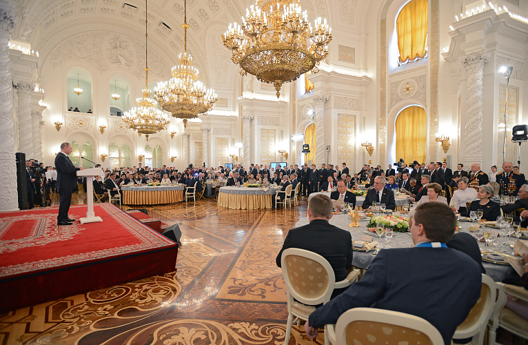 В.П. Лукин в Георгиевском зале Большого Кремлевского Дворца принял участие в торжественном приеме от имени Президента РФ В.В. Путина по случаю 70-летней годовщины Победы в Великой Отечественной Войне